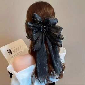 Black Hair Clip with Rhinestones